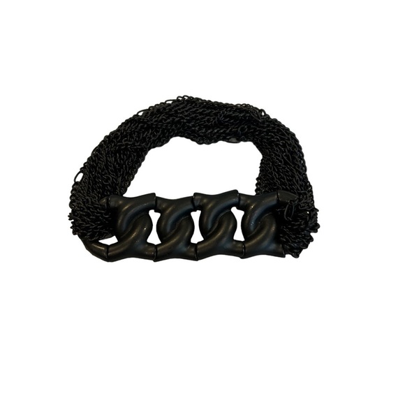 Bracelet Stephan & Co. Matte Black Medal Link Look Stretch & Multi Chain Accent - Picture 8 of 10